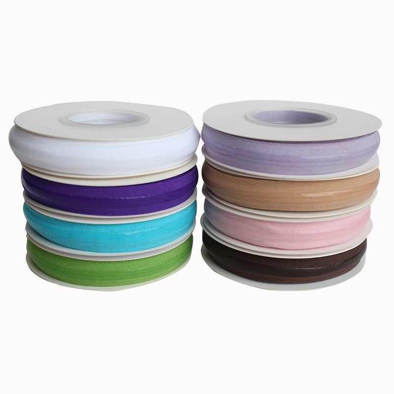 XMF Fold Over Stretchy Silicone Elastic Tape 5/8'' Width for Garment Accessory & Hairbow White 5 Yards per Roll - Image 2